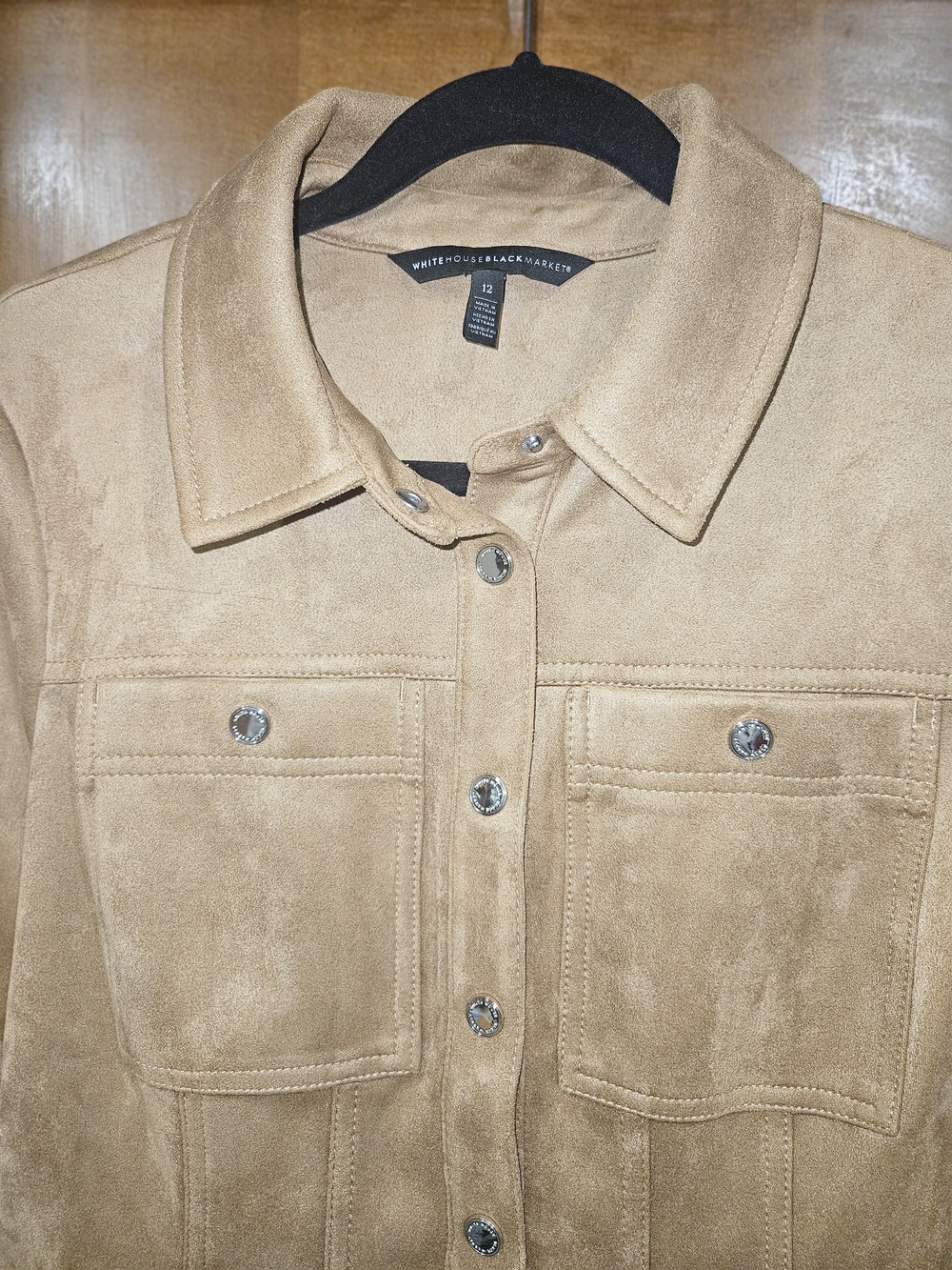 White House Black Market Tan Faux Suede Button-Front Dress